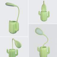 Настольная портативная светодиодная лампа-органайзер &quot;Кактус&quot;, зелёный, с АКБ - Настольная портативная светодиодная лампа-органайзер "Кактус", зелёный, с АКБ